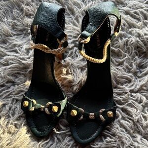 BCBGMaxAzria Black Heels with Gold Accents